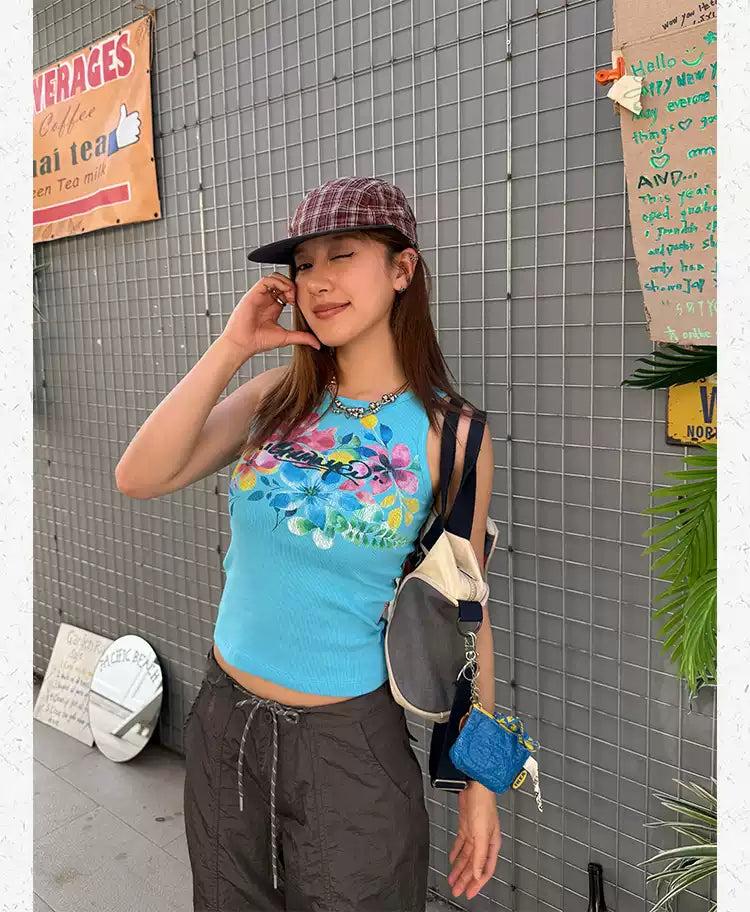 Colorful Flower Short Tank Top