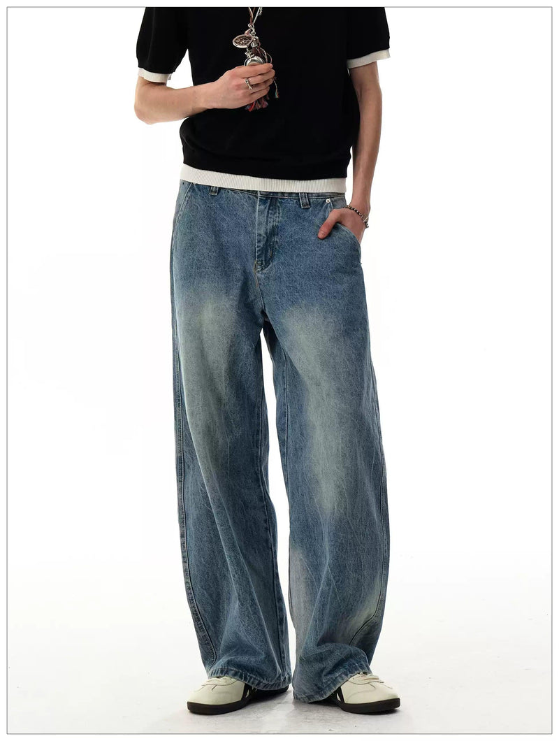 Structured Faded Straight Jeans