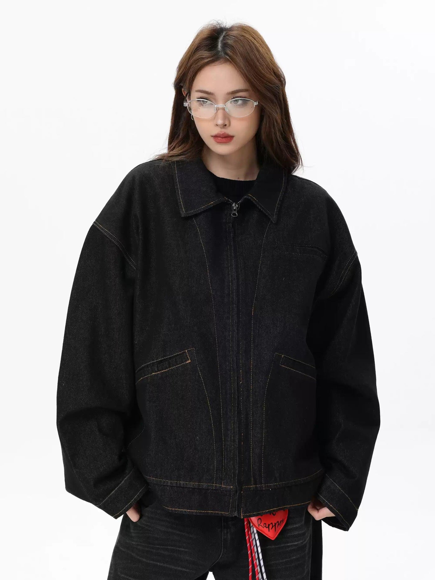 Multi-Pocket Boxy Denim Jacket