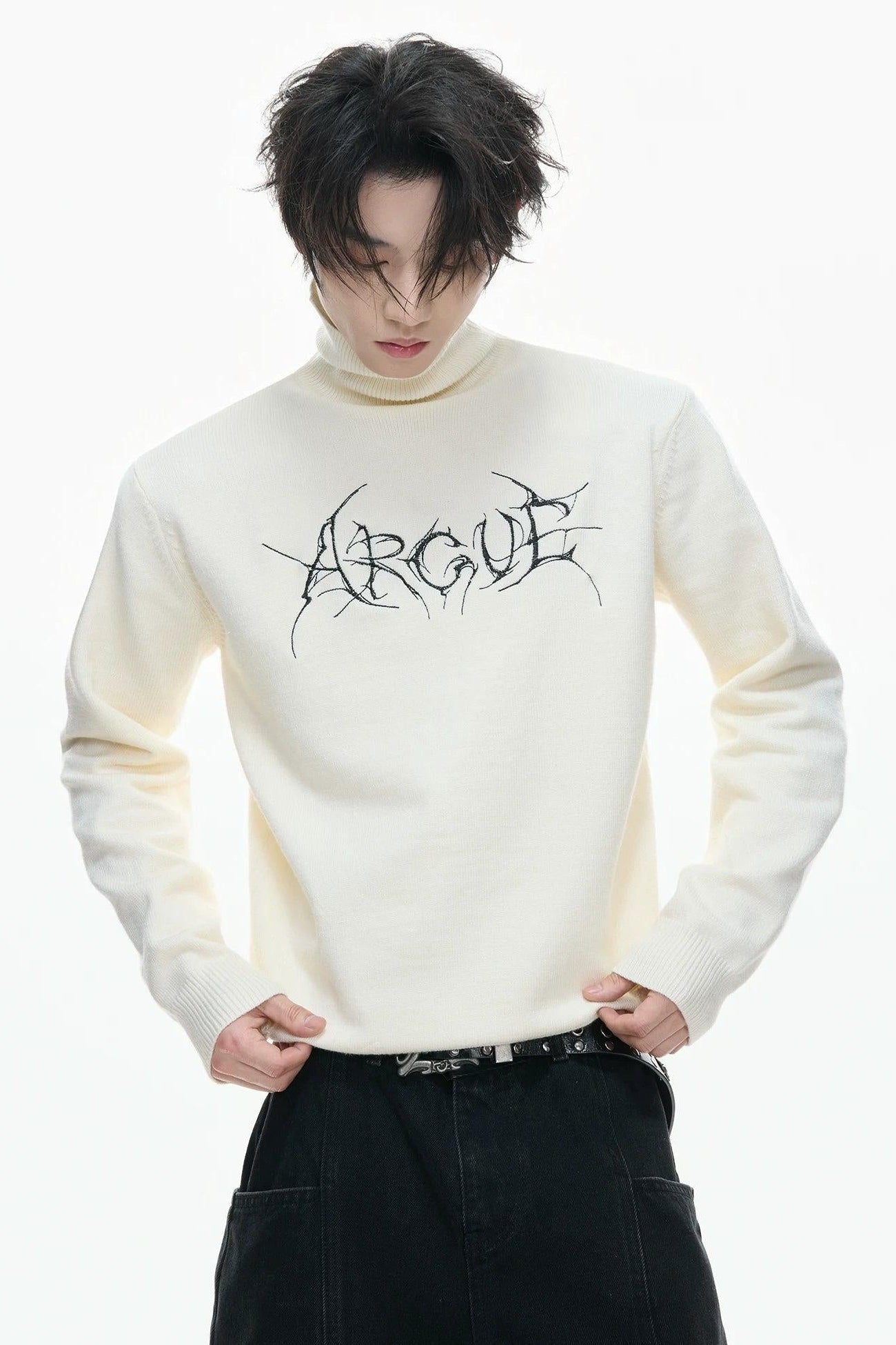 Contrast Stitched Logo Sweater