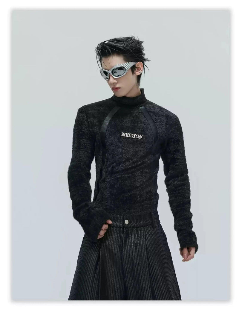 Fur Textured Flipped Logo Crewneck