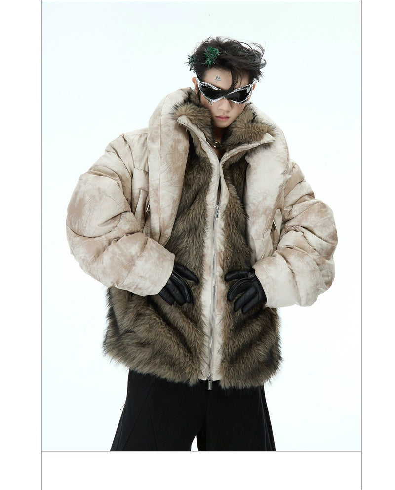 Strapped Faux Fur Puffer Jacket