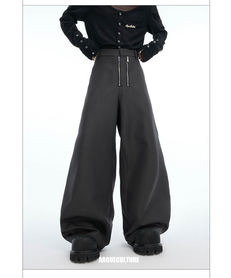 Double-Zip Textured Trousers