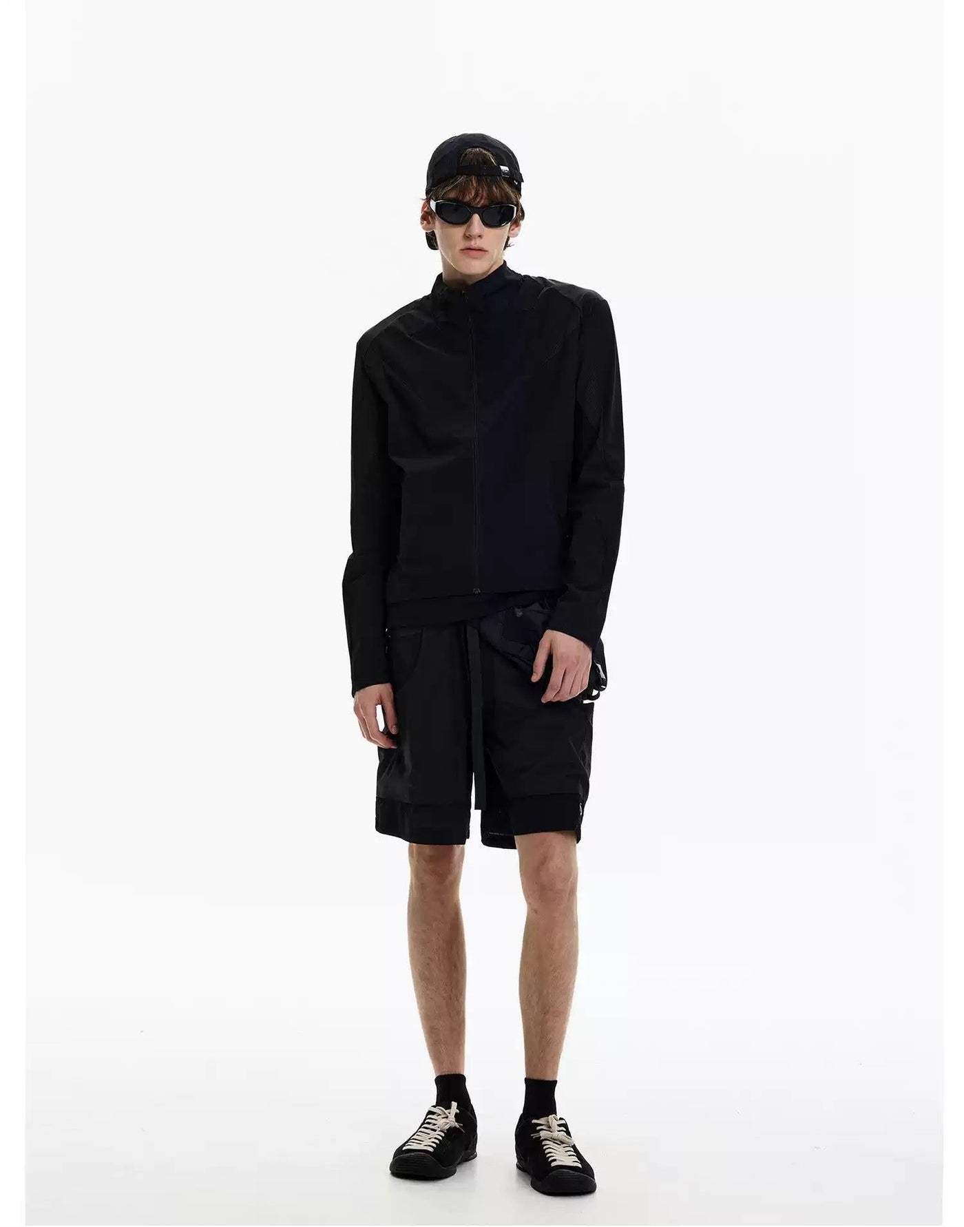 Mesh Spliced Sporty Zip-Up Jacket
