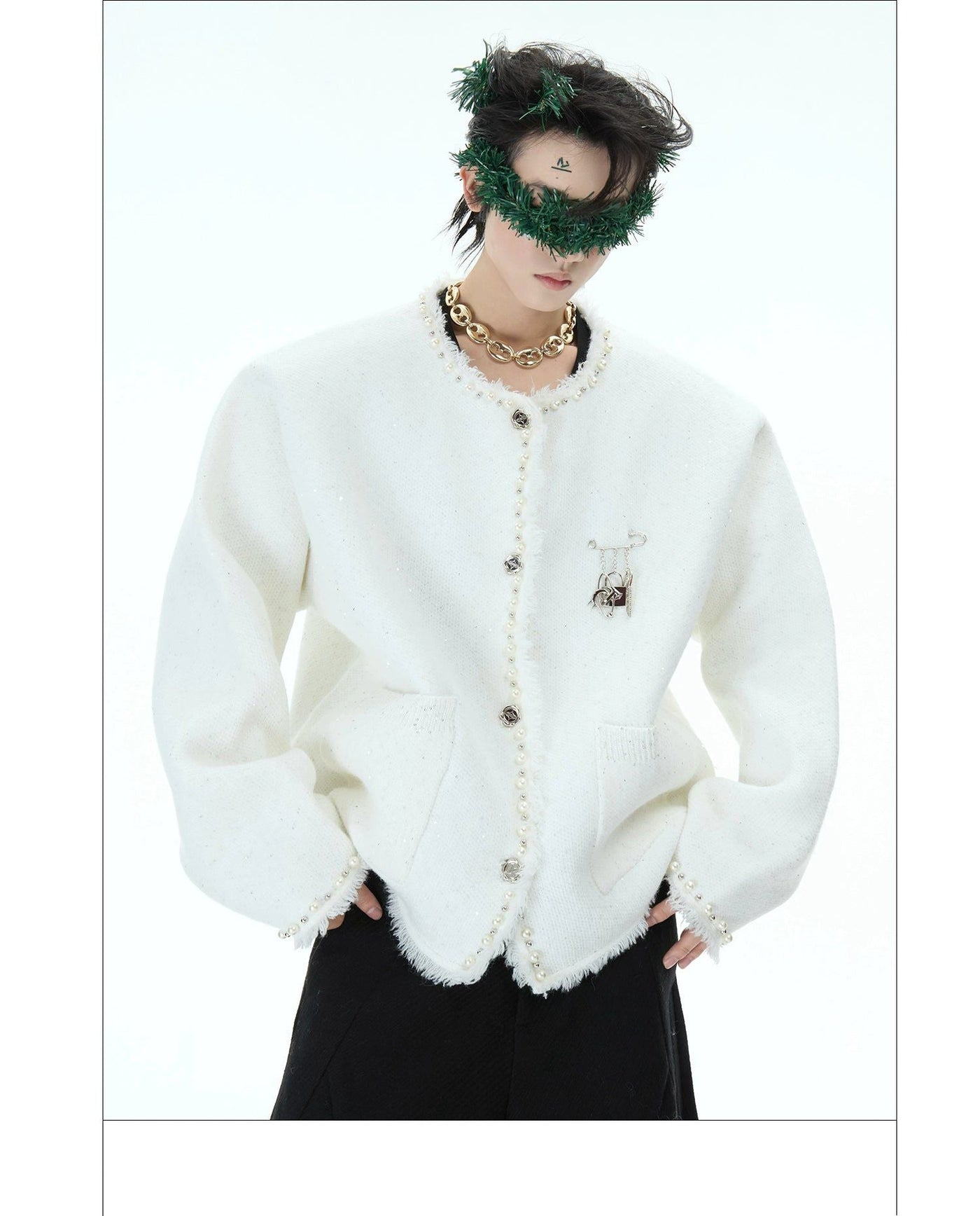 Pearled Parisian Style Knit Blazer