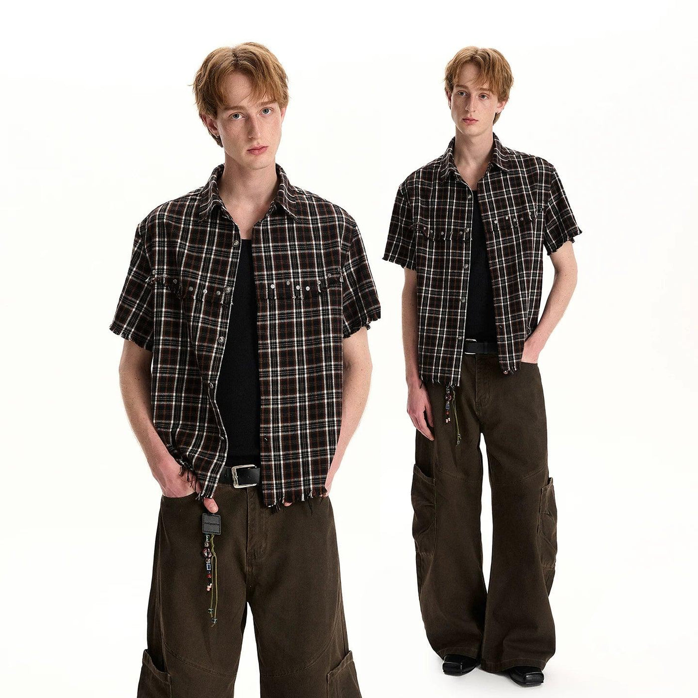Subtle Distressed Plaid Shirt