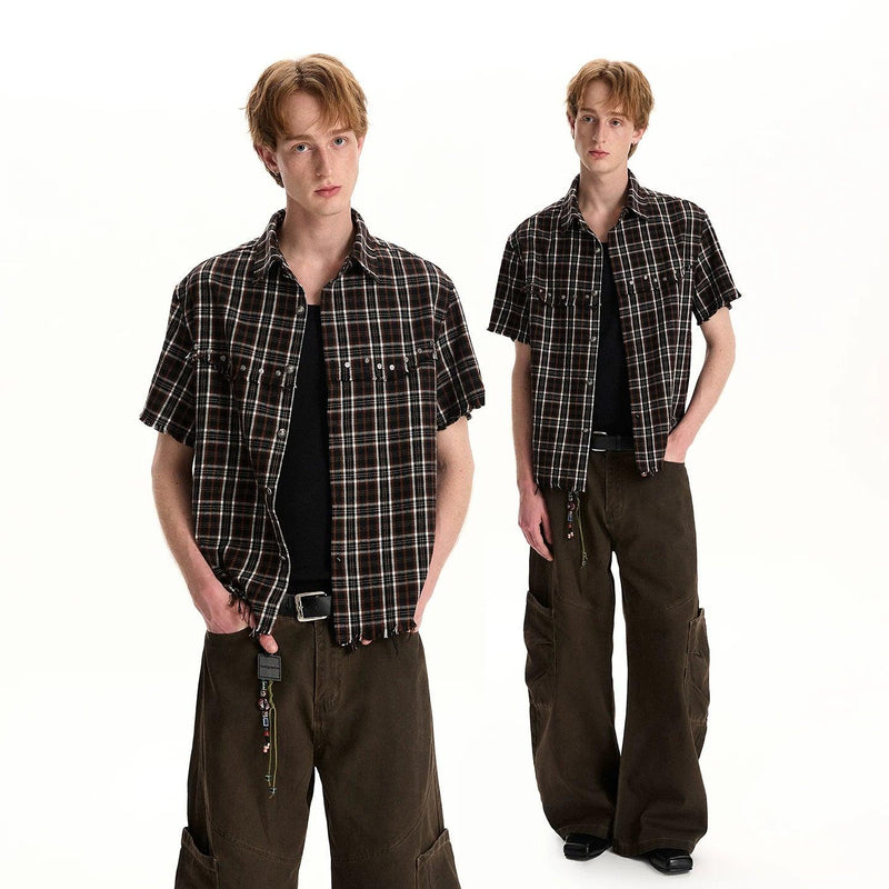 Subtle Distressed Plaid Shirt