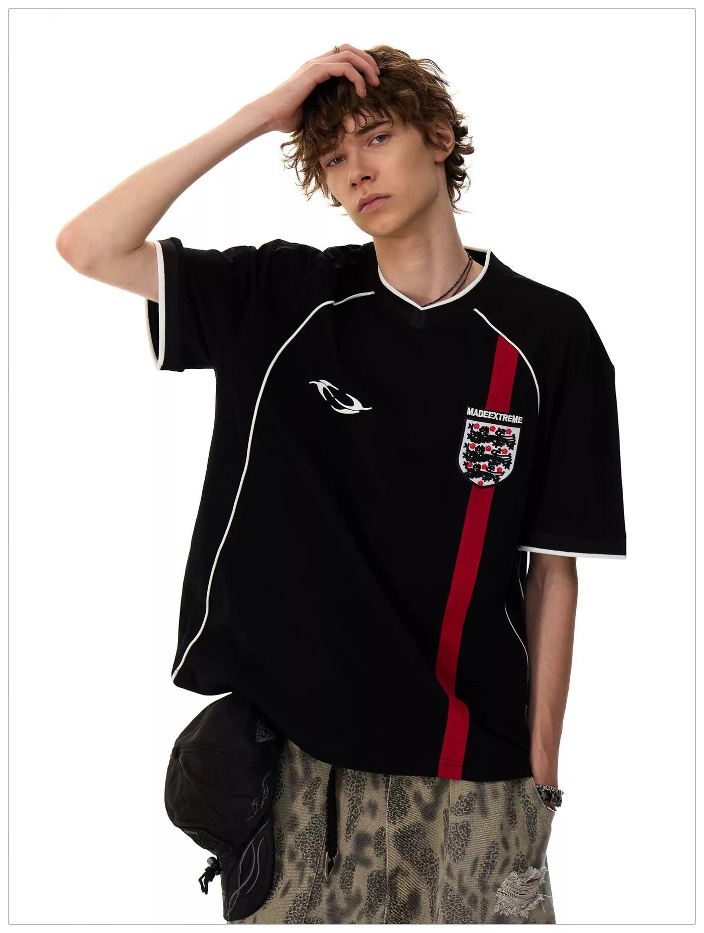 Contrast Piping Racing Style T-Shirt