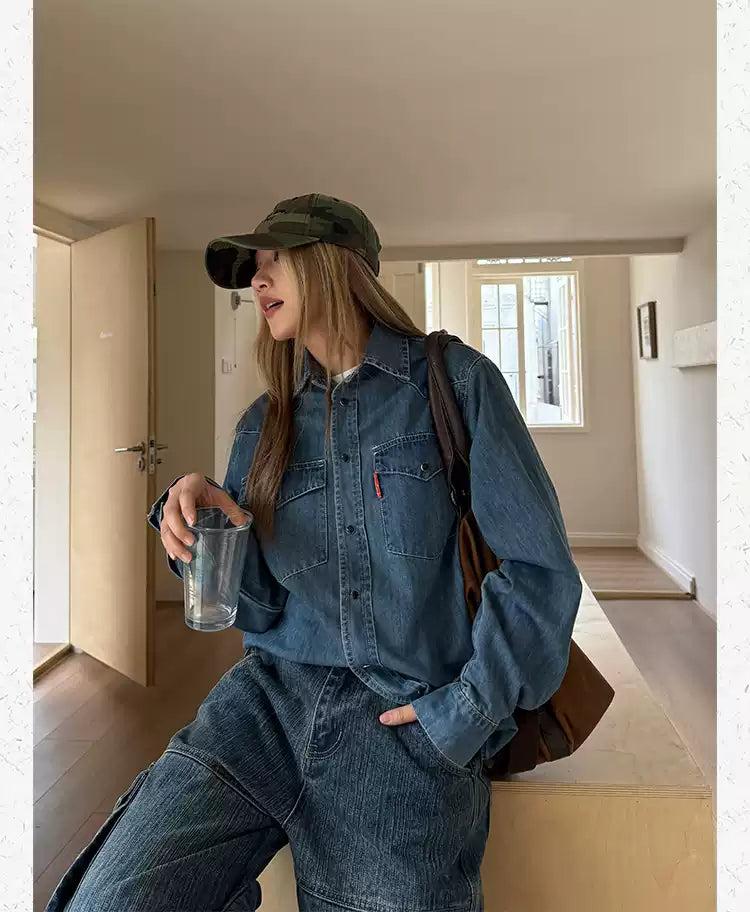 Buttoned Long Sleeves Denim Shirt