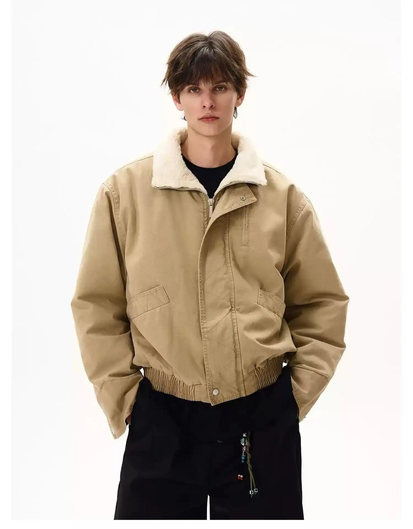 Fur Lined Stand Collar Barn Jacket