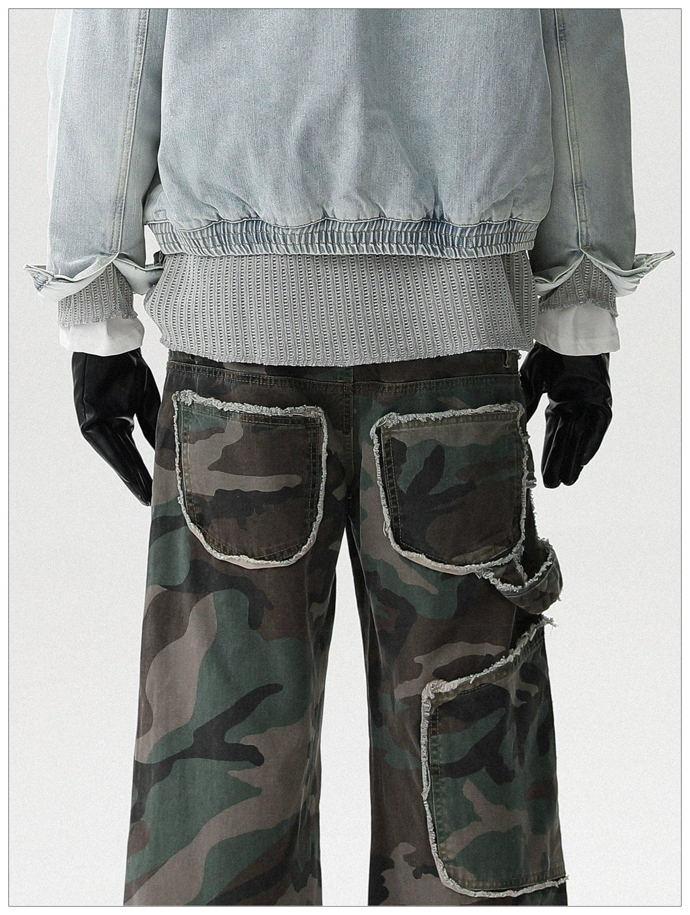 Frayed Lines Camouflage Jeans