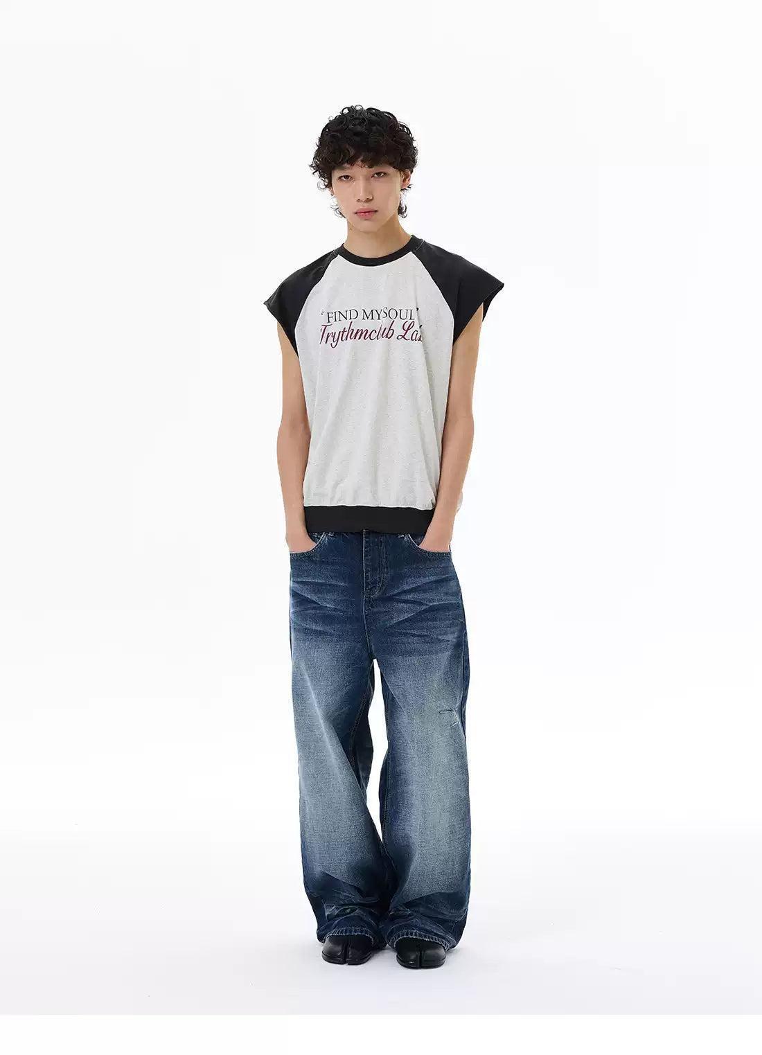 Contrast Spliced Raglan T-Shirt