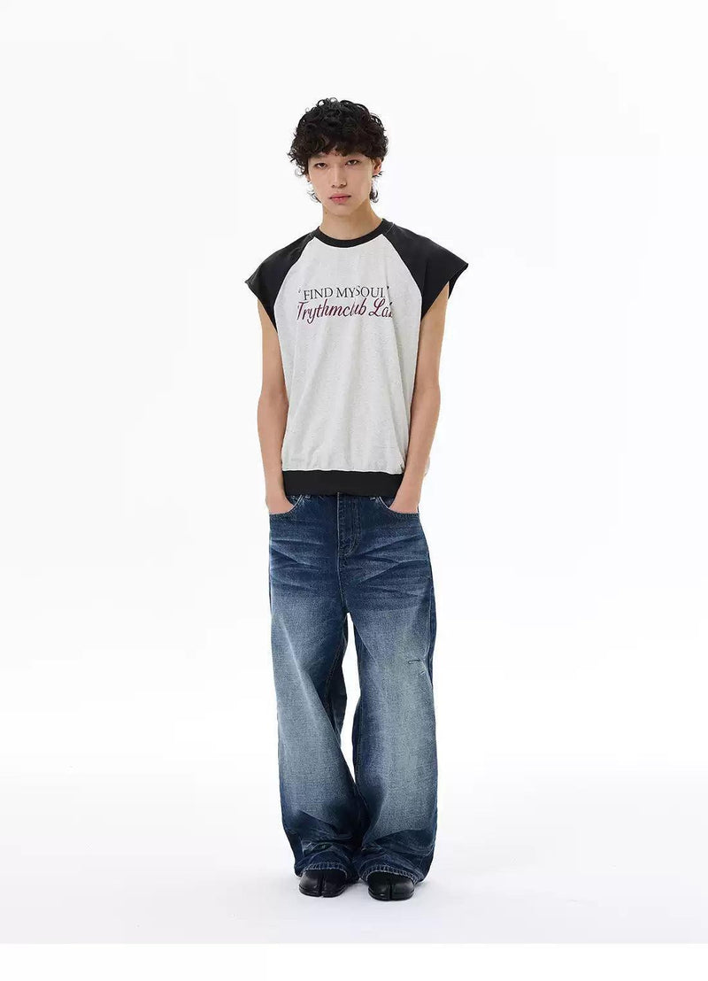 Contrast Spliced Raglan T-Shirt