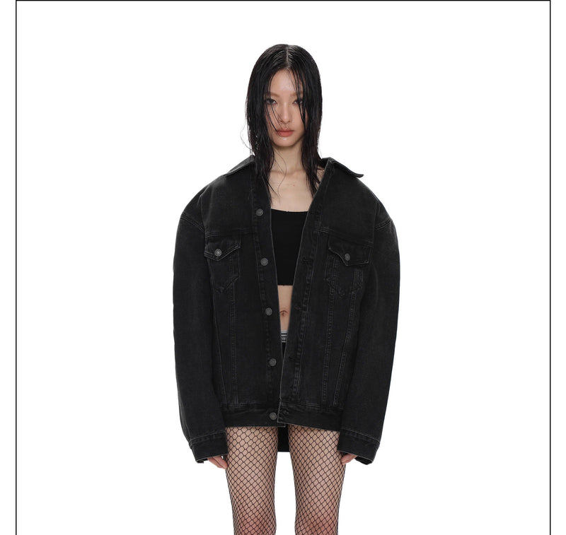 Wide Shoulder Denim Jacket
