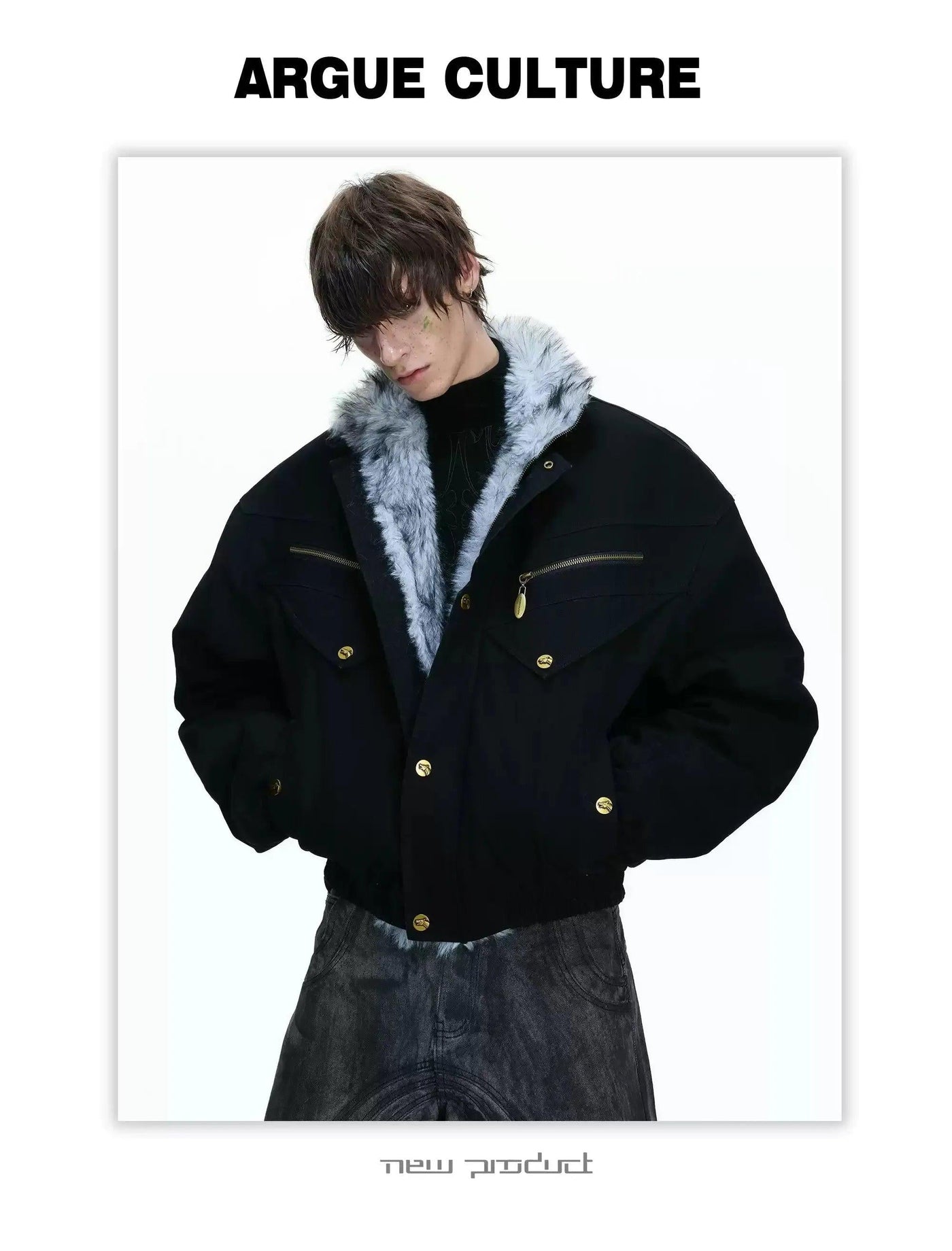Slant Zippers Workwear Denim Jacket
