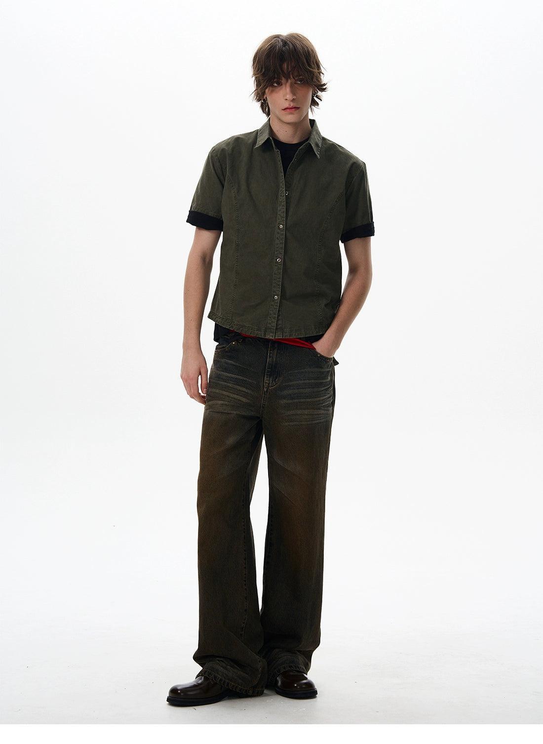 Washed Short Denim Shirt