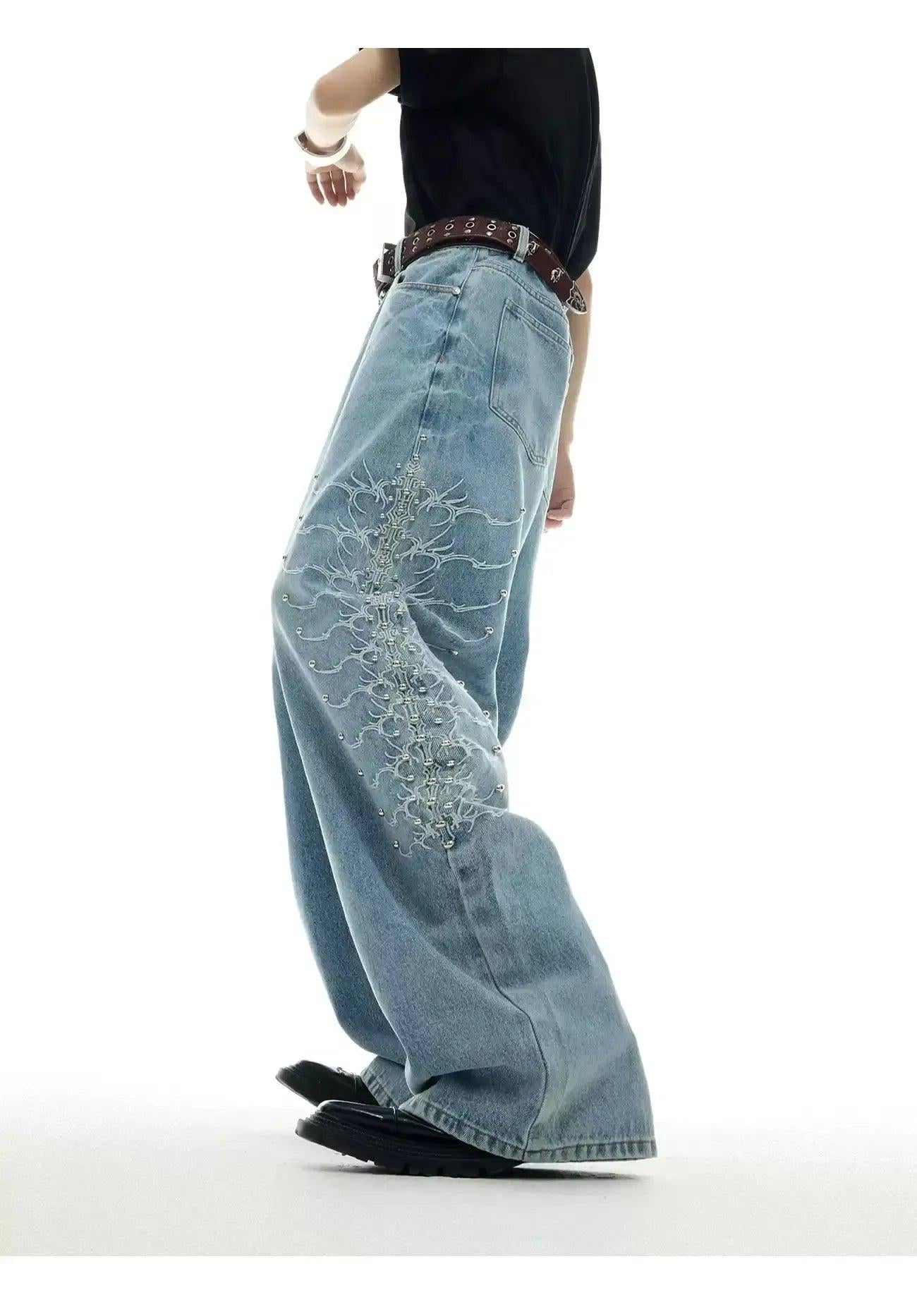 Washed Spine Metal Jeans