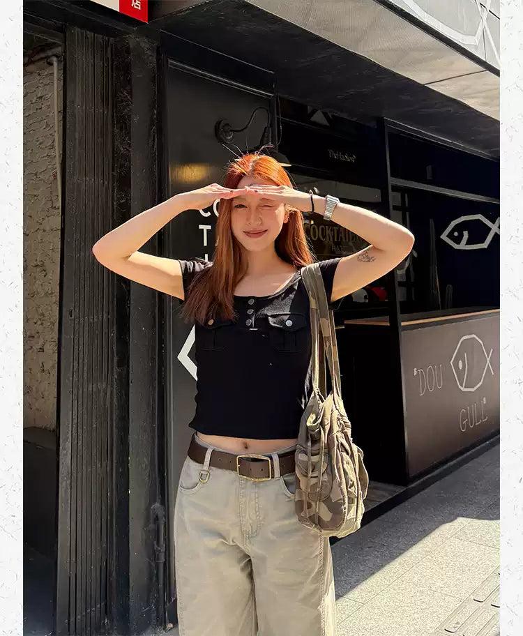 Breast Pockets Slim T-Shirt