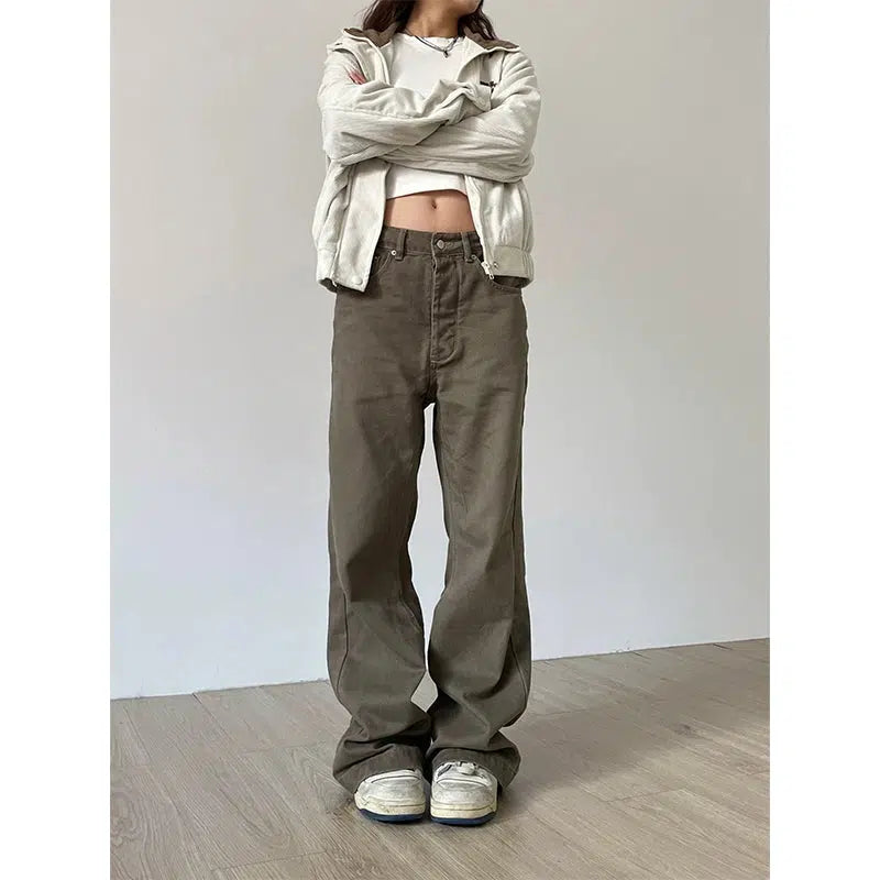 Washed Straight Loose Pants