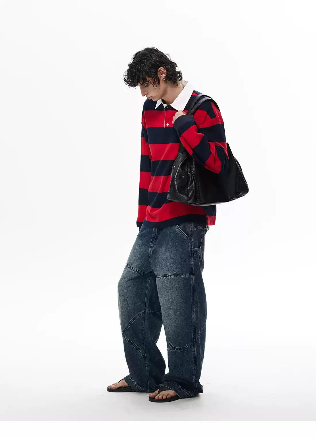 Wide Stripes Long Sleeve Polo