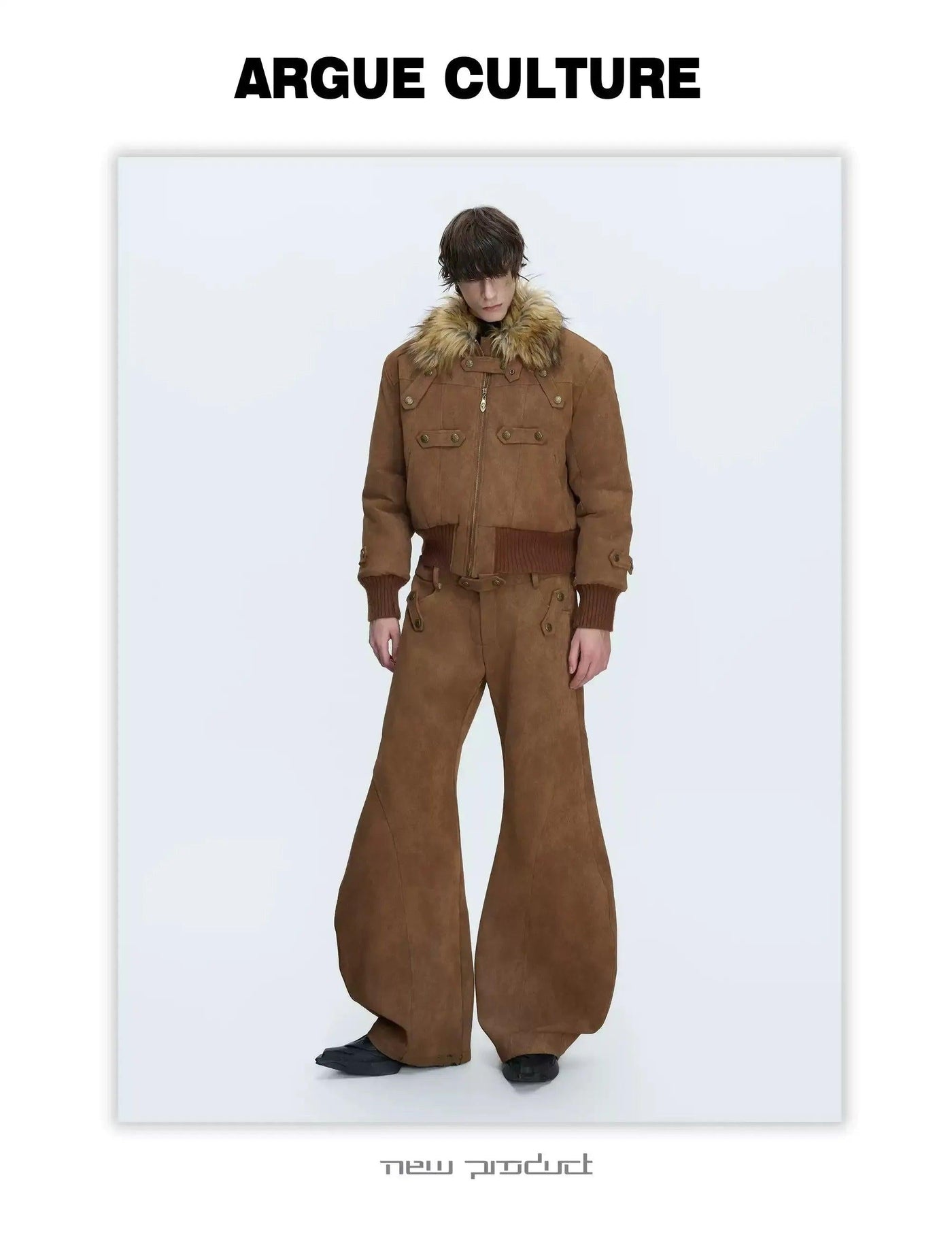 Double Waist Micro Suede Barrel Pants