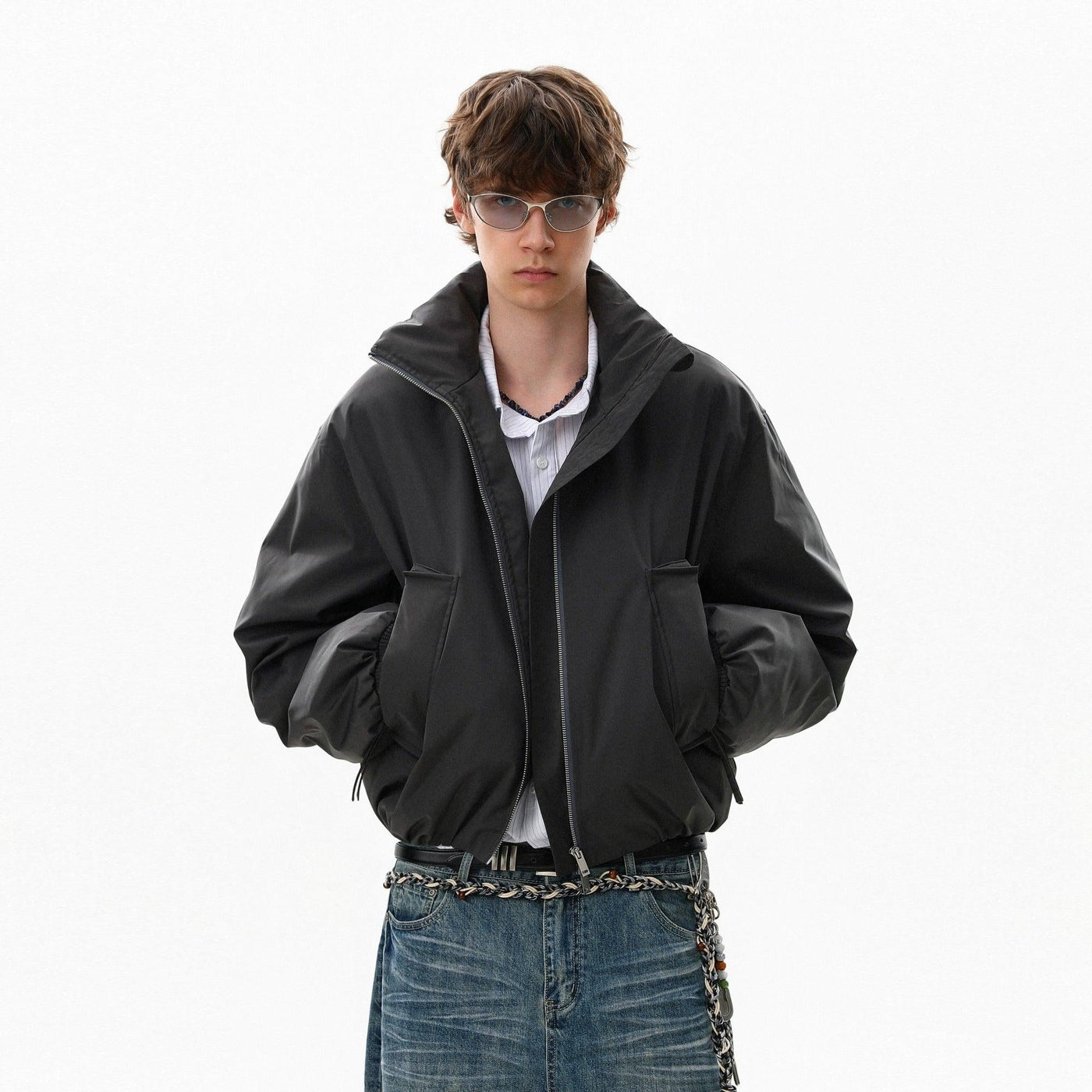Side Pockets Zip-Up Structured Jacket