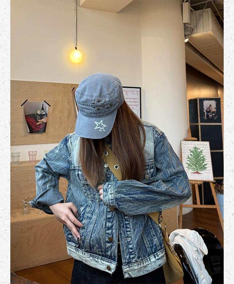 Faded and Buttoned Denim Jacket