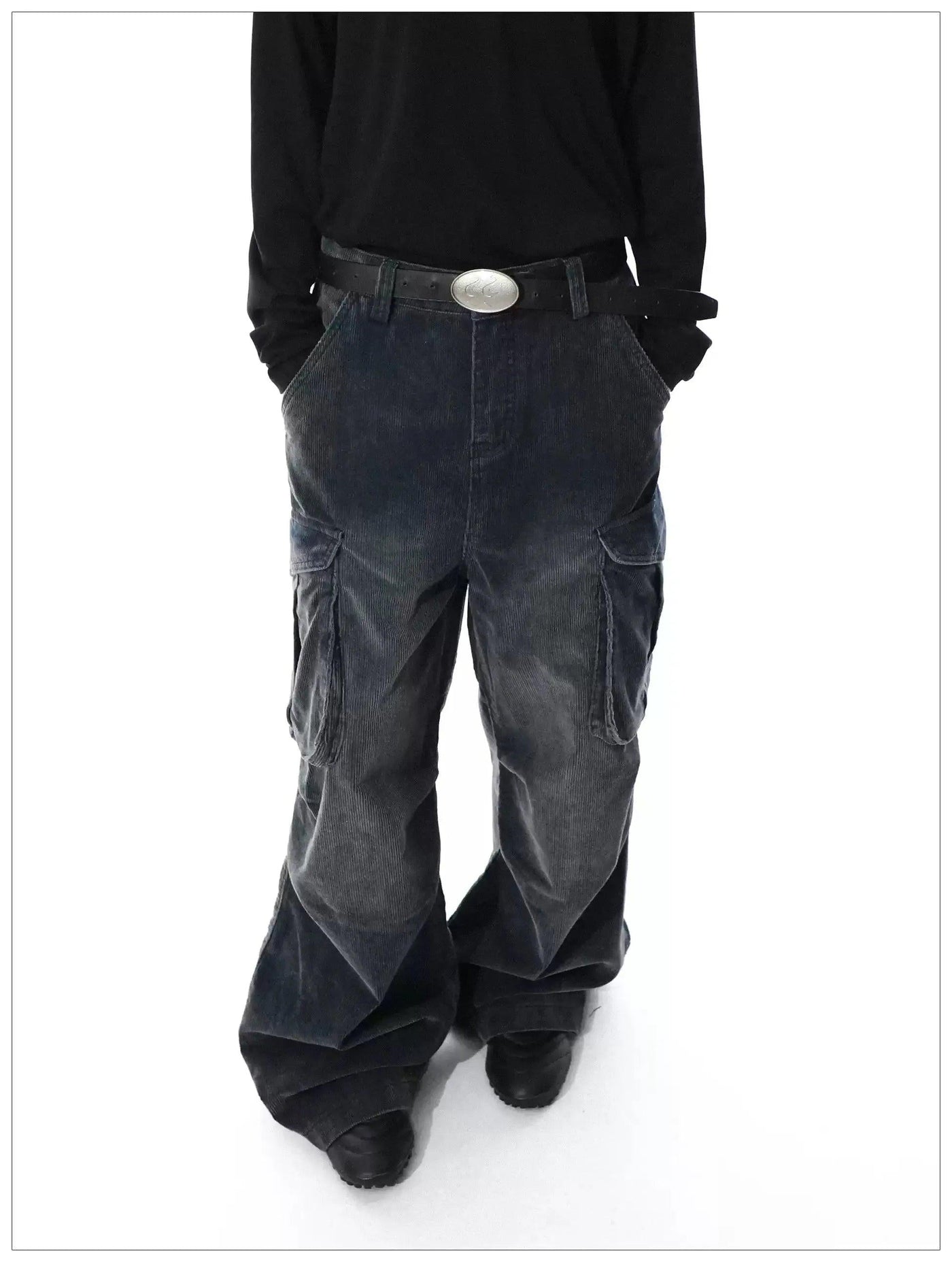 Washed Corduroy Cargo Jeans