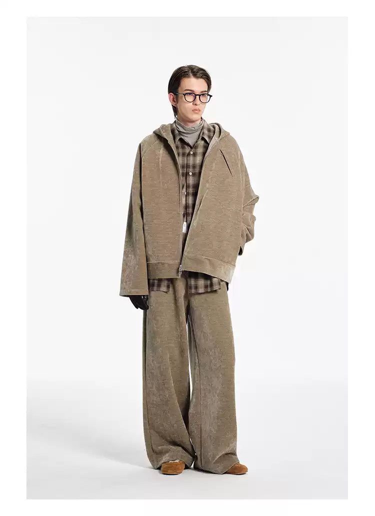 Textured Casual Hooded Jacket