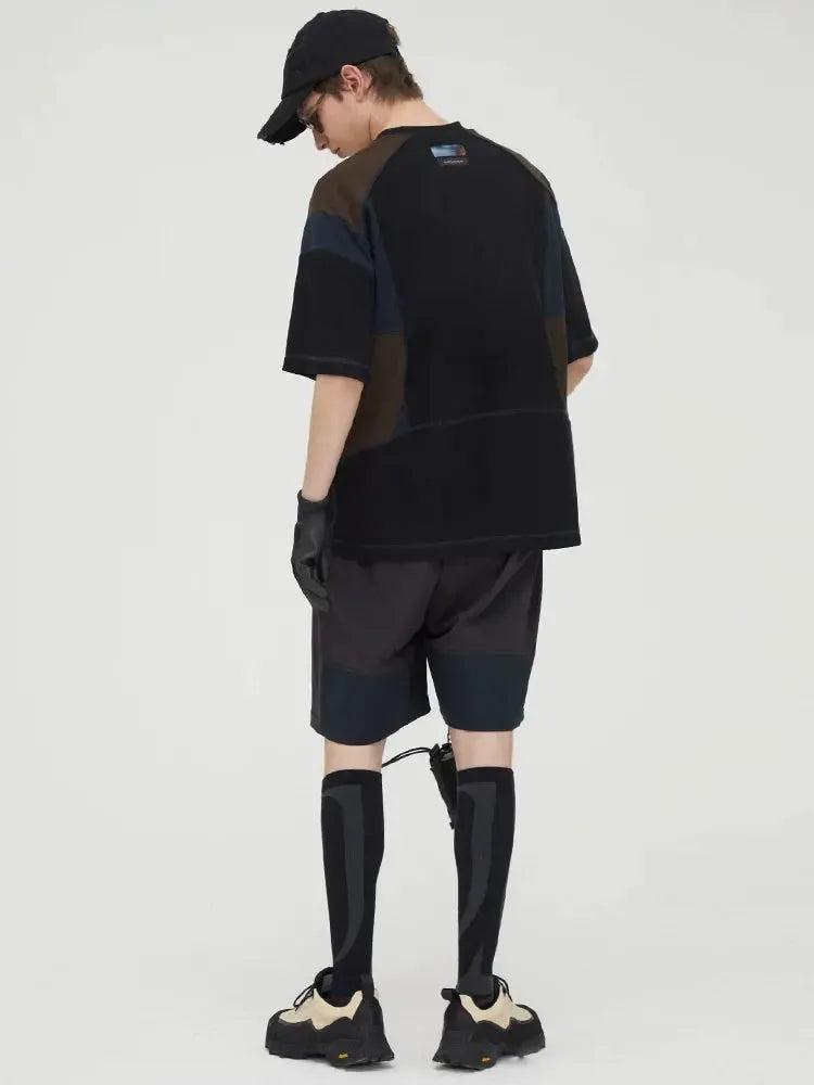 Contrast Spliced Short Sleeve T-shirt