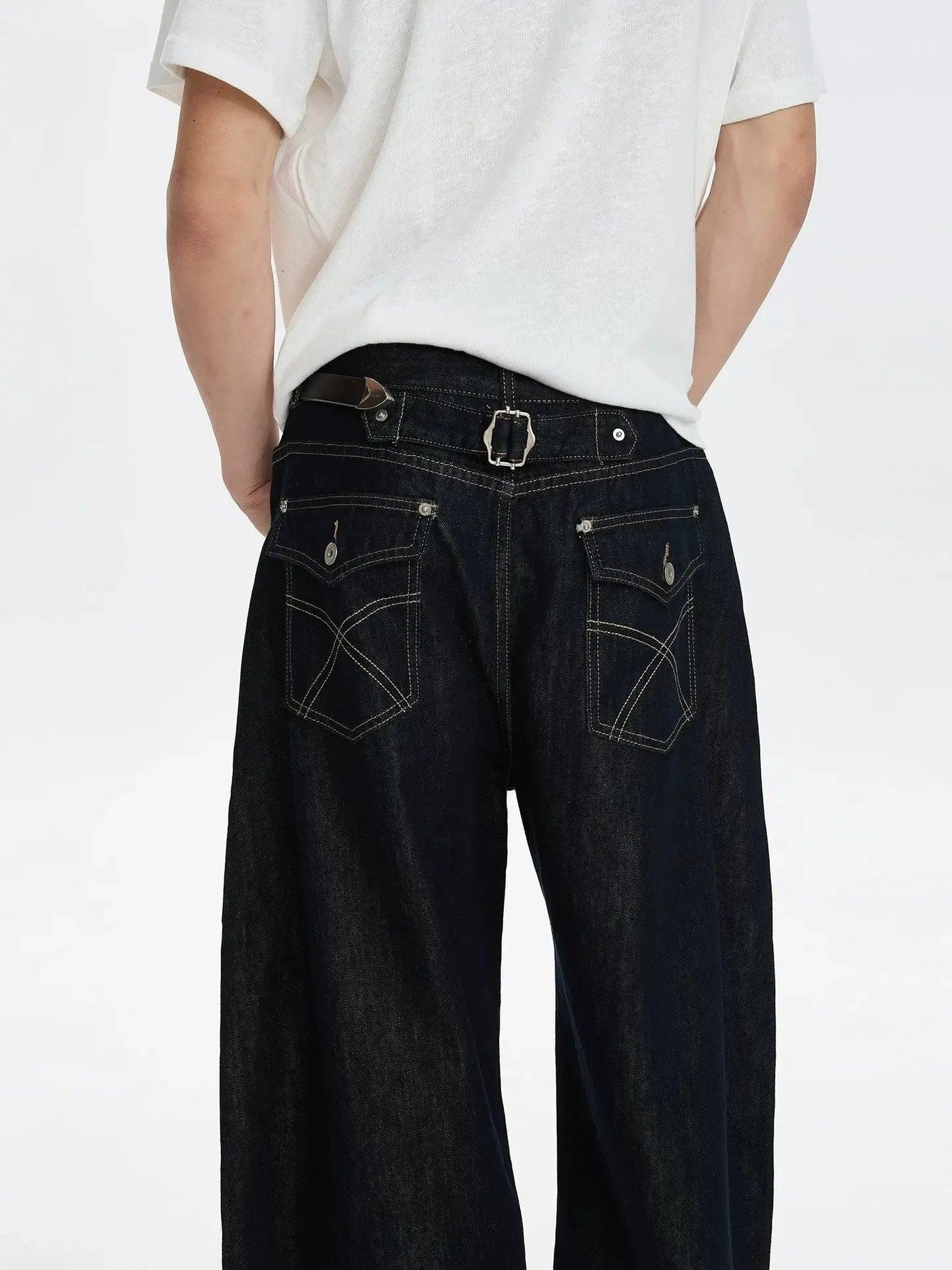 Raw Denim Wide Leg Jeans