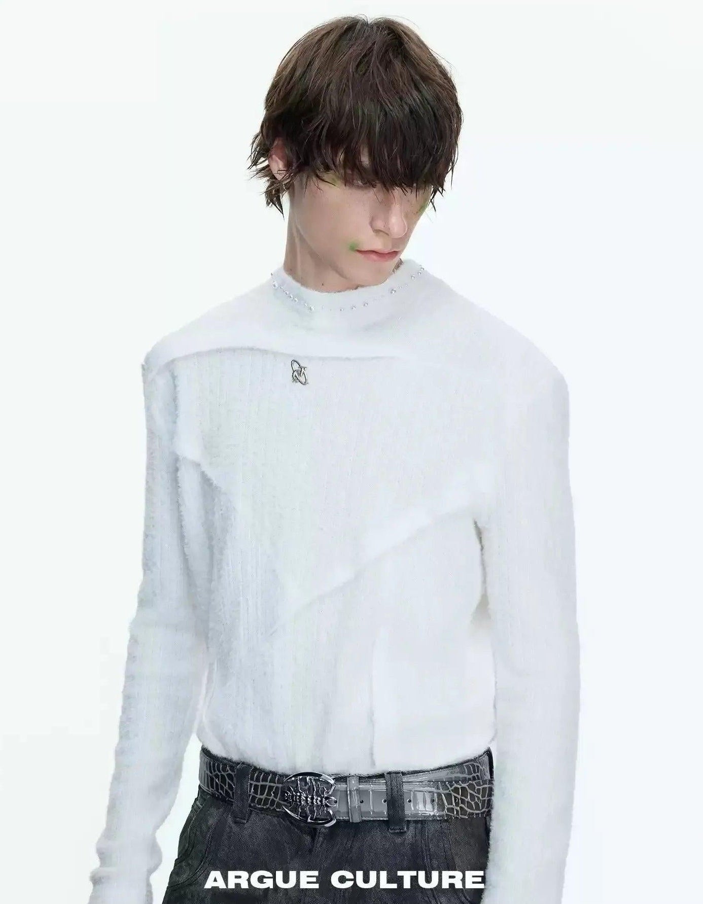 Embossed Lines Slim Fit Sweater