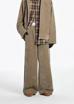 Arc-Shaped Velvet Textured Pants