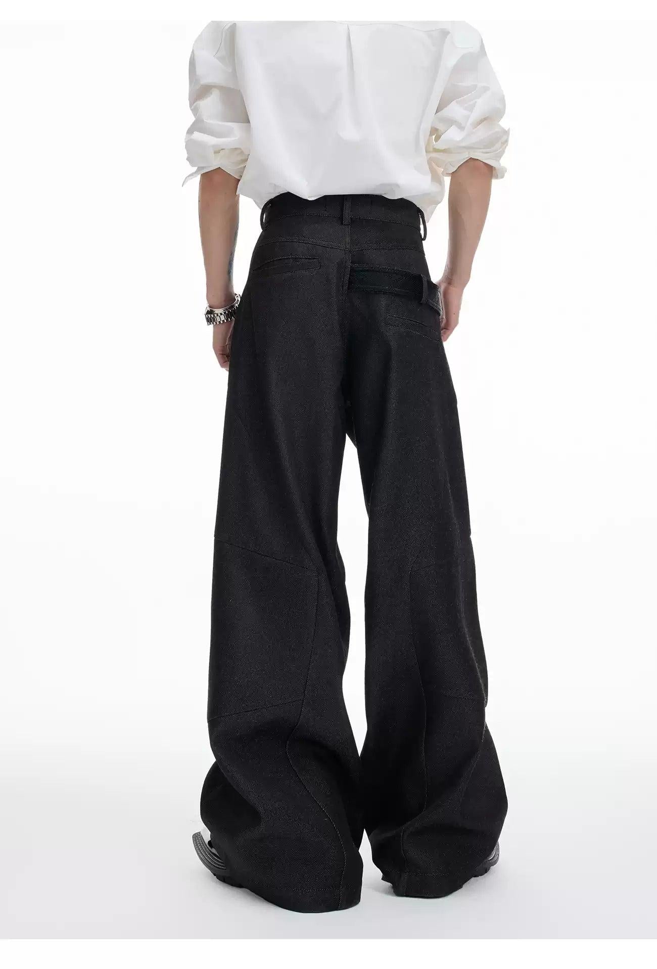 Buckled PU Leather Buckle Flared Pants
