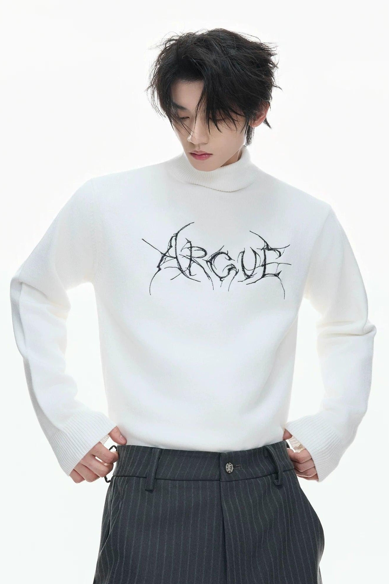 Contrast Stitched Logo Sweater