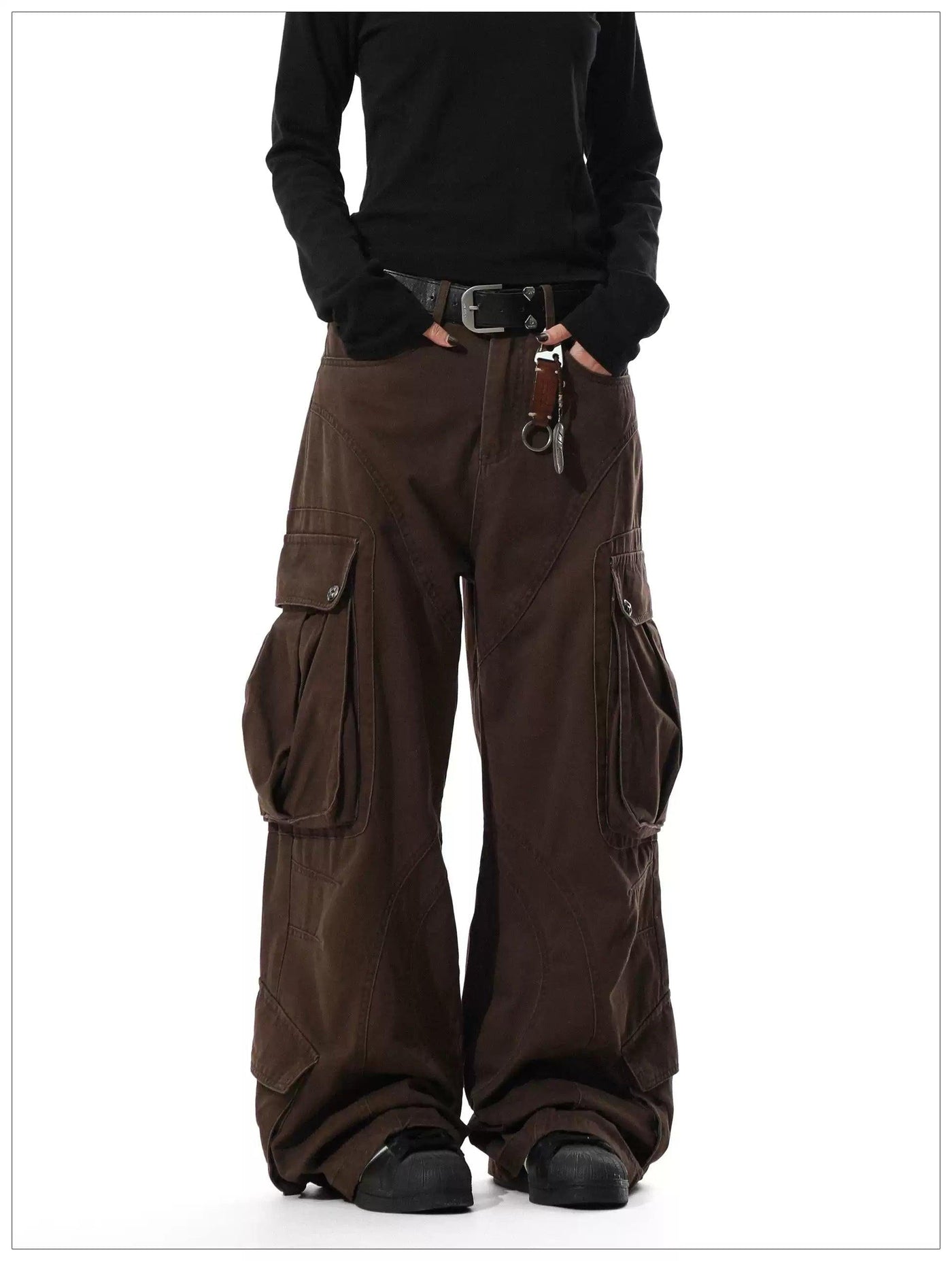 Side Pockets Structured Cargo Jeans