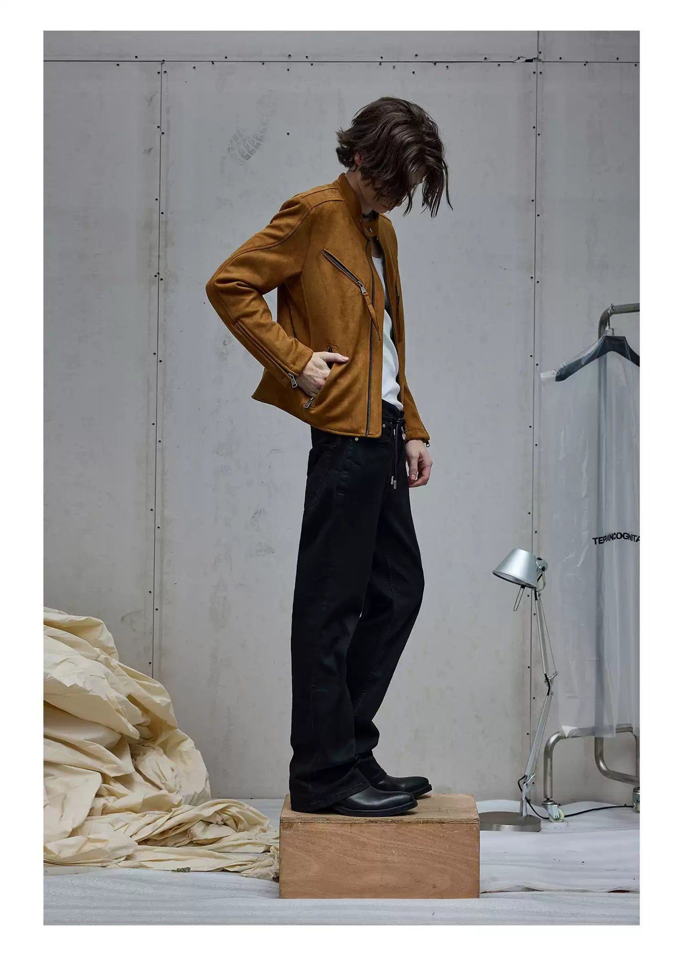 Multi-Zip Detail Micro Suede Jacket