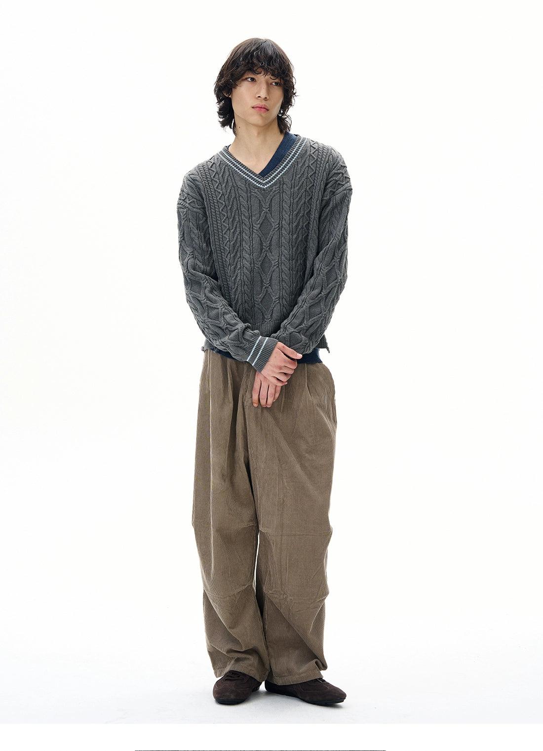 Fold Pleated Corduroy Pants