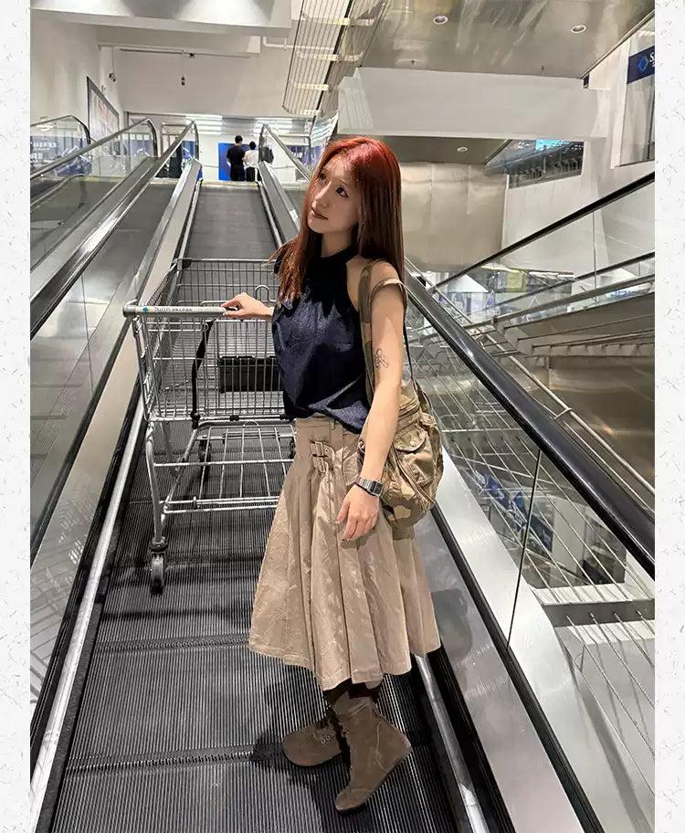 Knot Solid Sleeveless Blouse