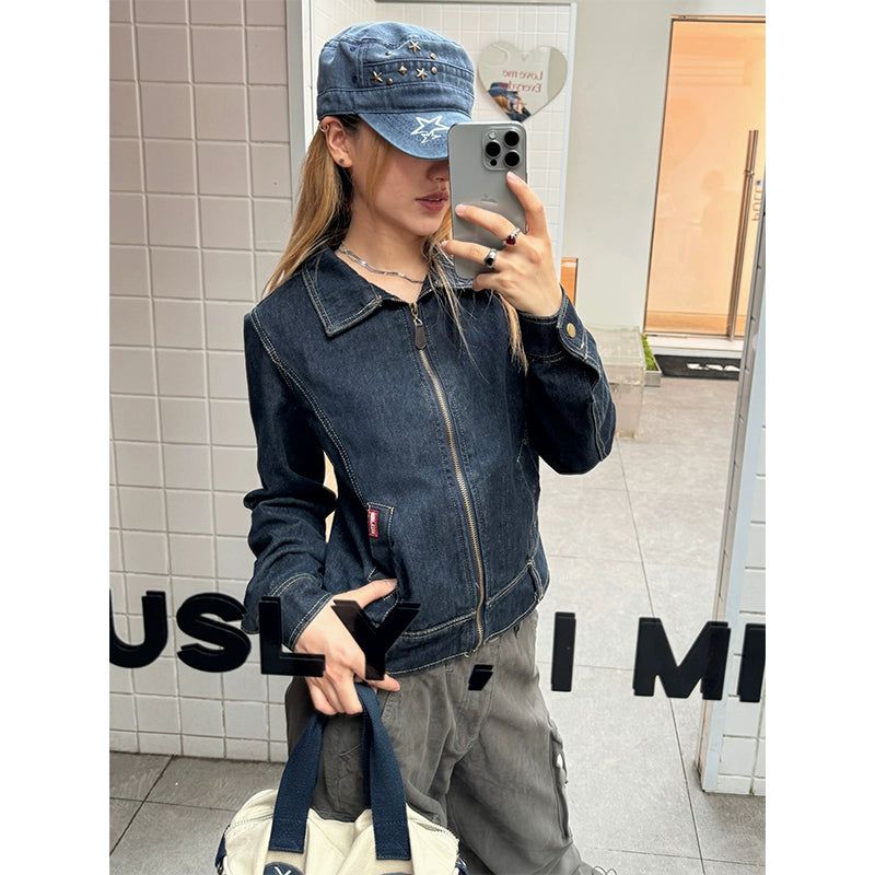 Regular Fit Zippered Denim Jacket