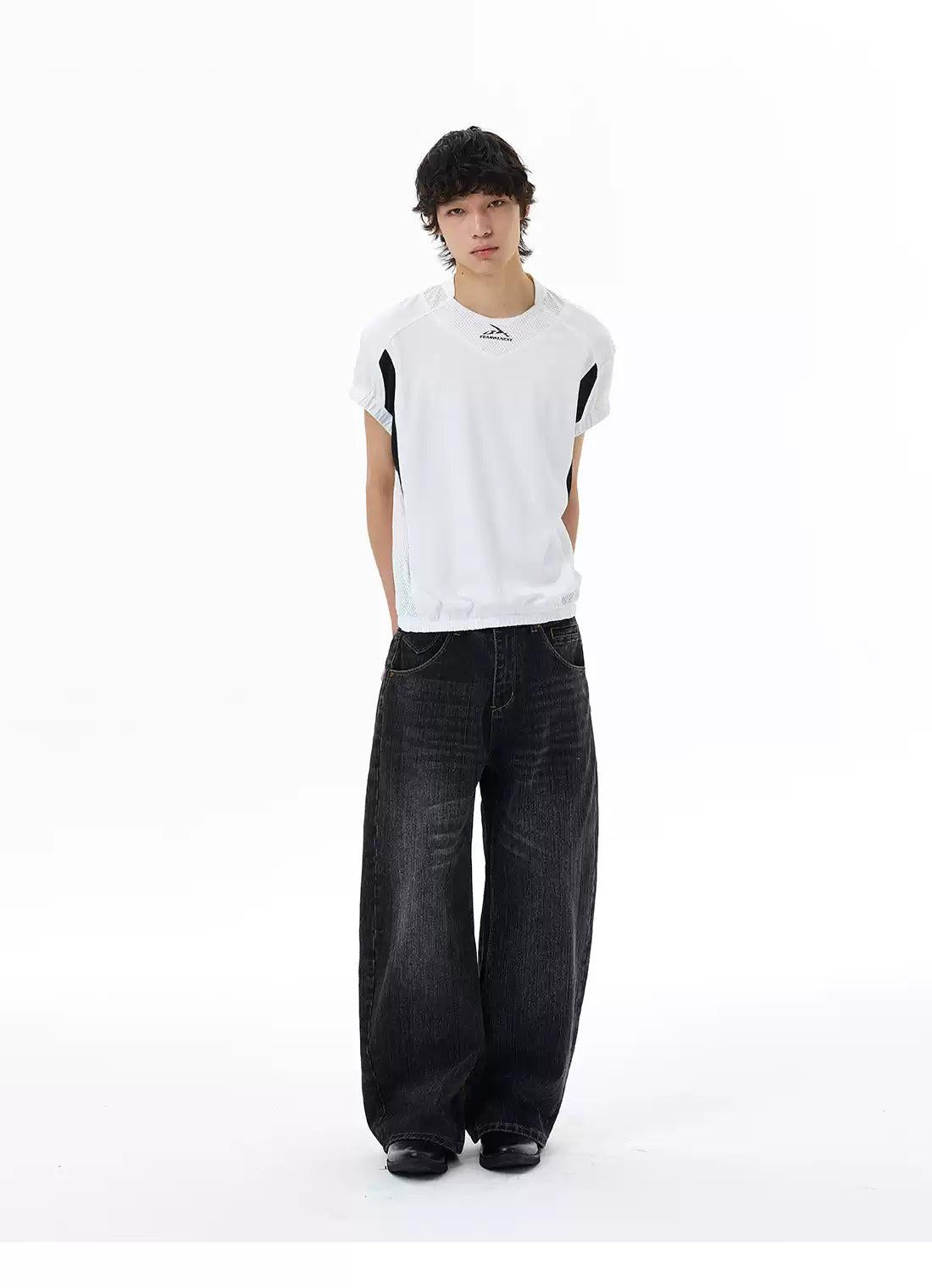 Ruched Hem Spliced Panel T-Shirt