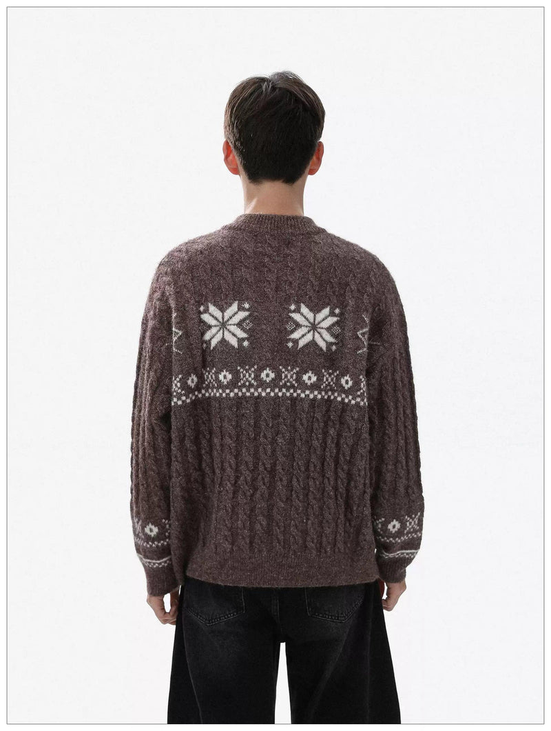 Pattern Knitted Zipped Sweater