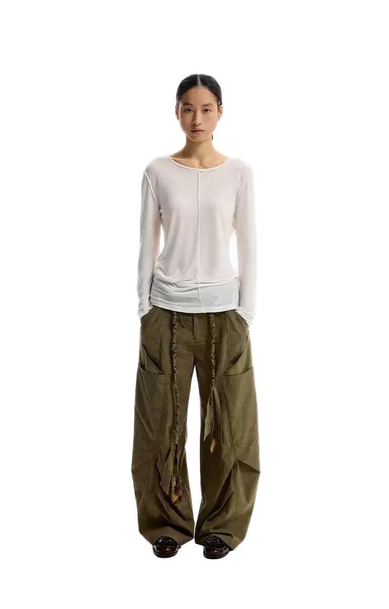 Decorated Drawstrings Cargo Pants