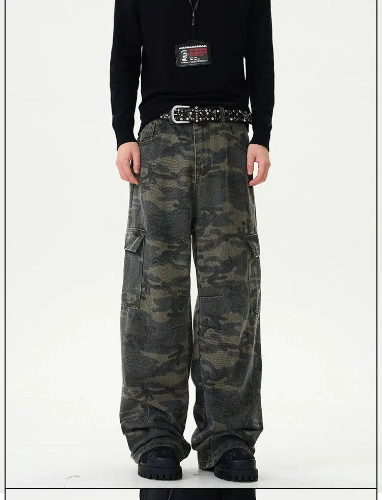 Faded Camo Straight Cargo Pants