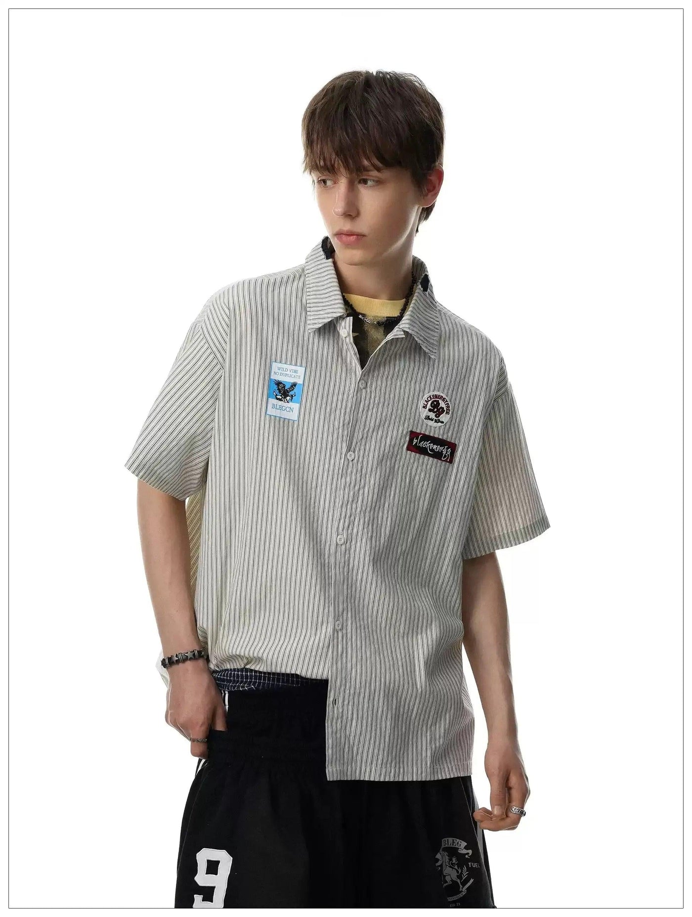 Patched Striped S/S Shirt