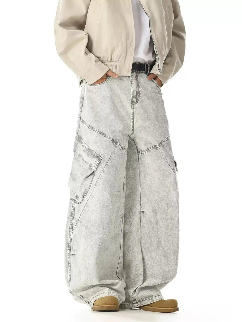 Tilt Pockets Washed Cargo Jeans