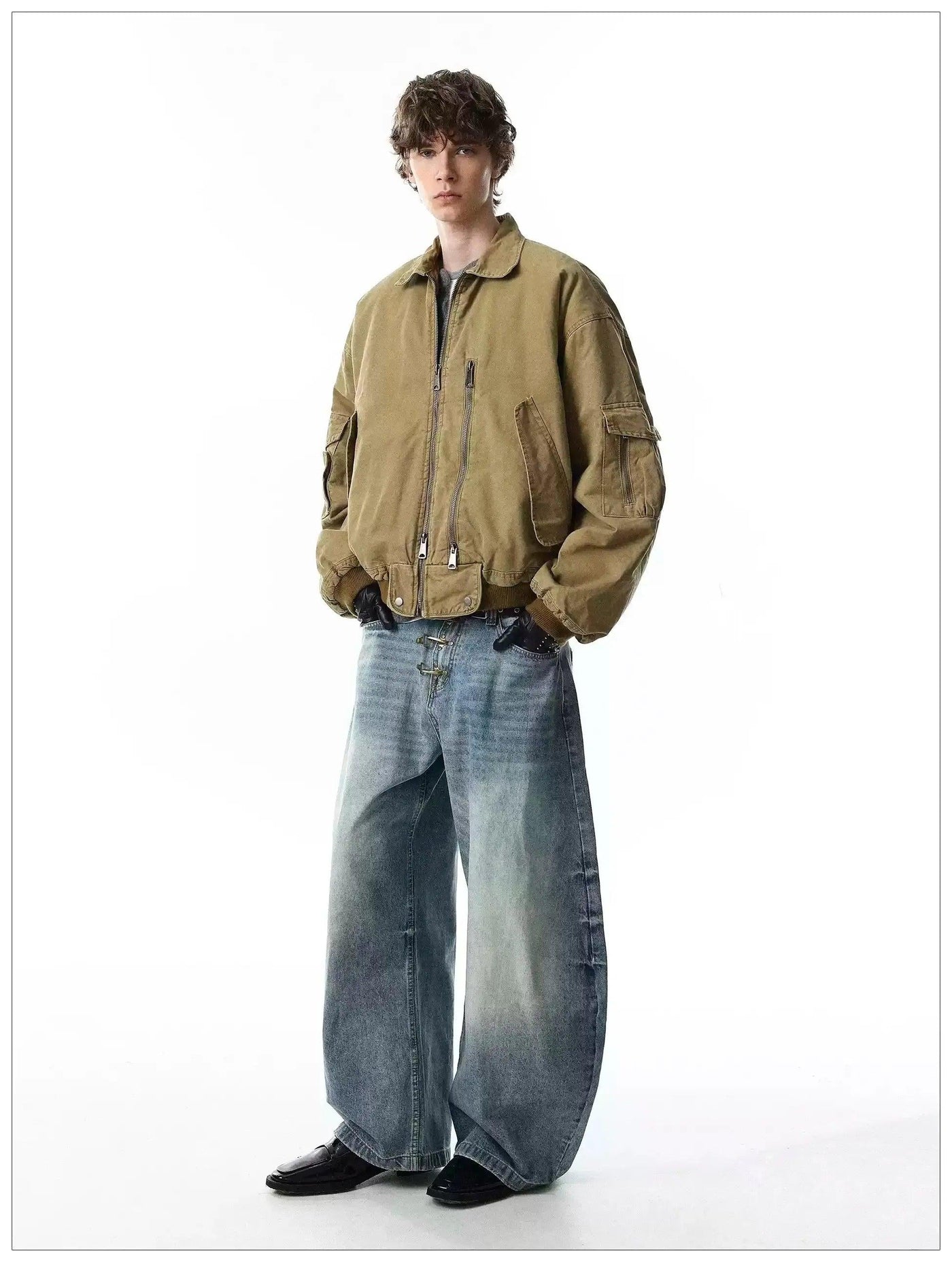 Multiple Zips and Pockets Denim Jacket