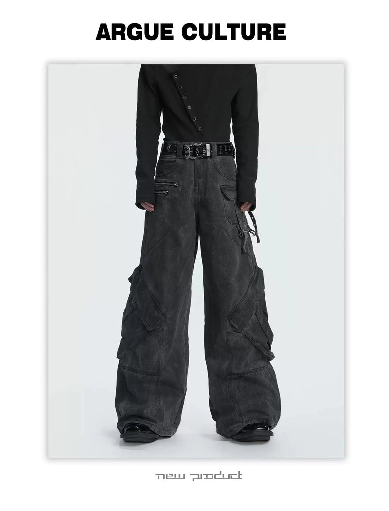 Pocket Straps Cargo Style Jeans
