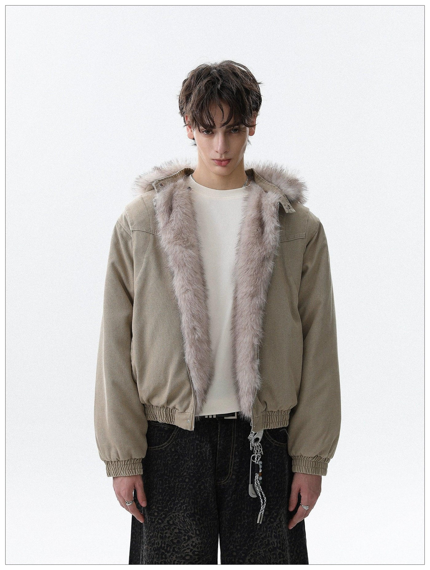 Faux Fur Lining Zipped Jacket