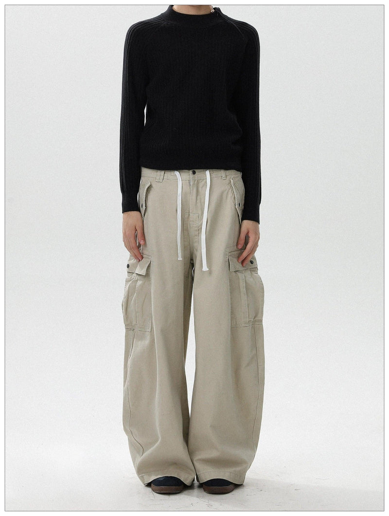 Drawstring Wide Leg Cargo Pants